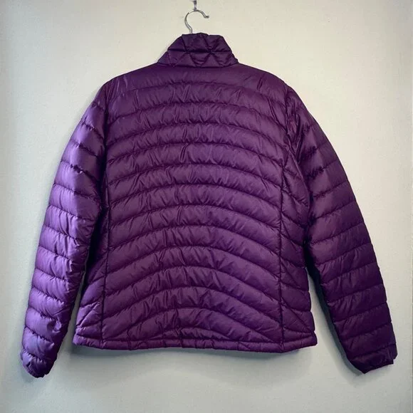 PATAGONIA Goose Down Sweater Jacket Womens XL Purple Puffer Winter Coat Warm - Picture 2 of 15